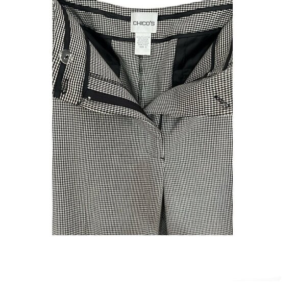 Chico's Wide Leg Cropped Cuffed White Plaid Checkered Pants Size 3 or 16/18 XL - Picture 8 of 11